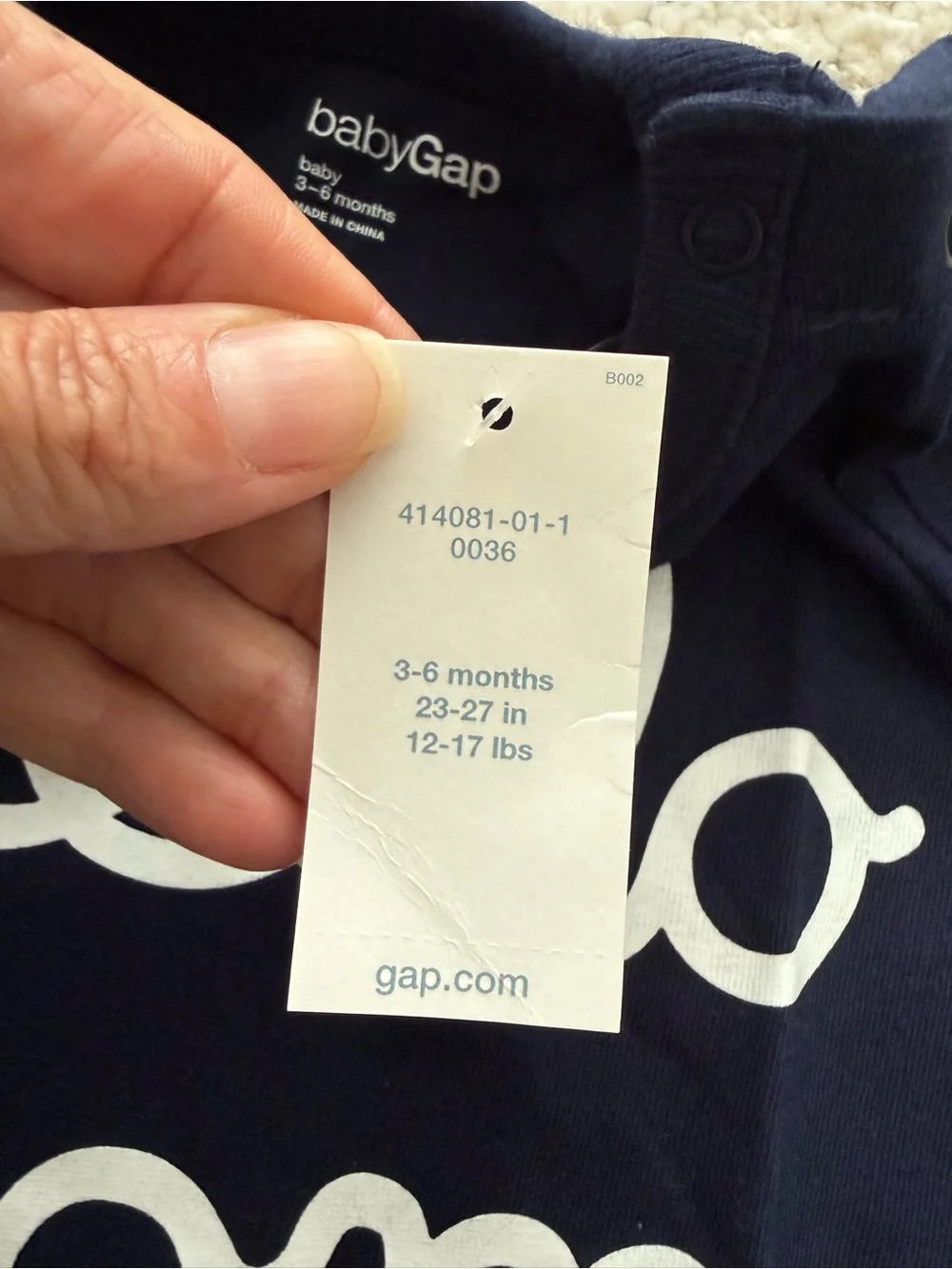 NWT Baby Gap Hello Mom Navy blue Short Sleeve Romper Bodysuit 3-6 Months Cotton